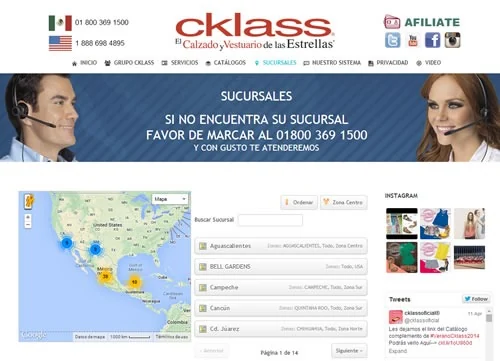sucursales cklass mexico